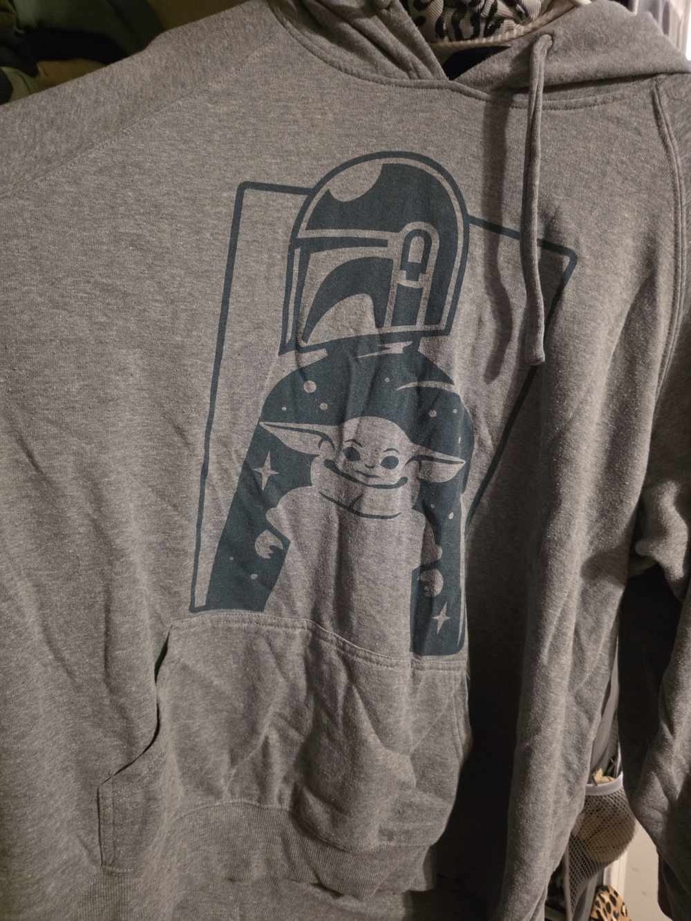 Star Wars Gray Hoodie with Dark Teal Baby Yoda Graphic
